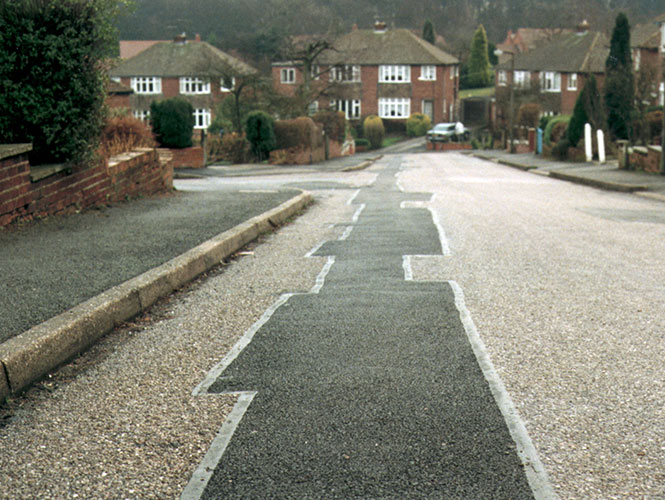 Overbanding Tape applied to a road in a residential area