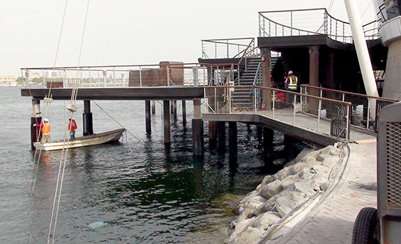 SeaShield™ ‘Wood Effect’ Piles Protection System used for Dubai Jetty