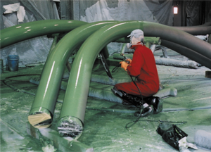 Protal spray applied to two pipe bends.